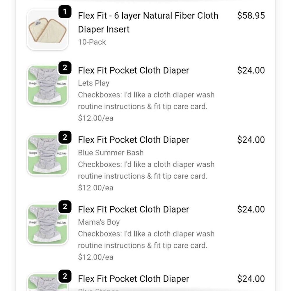 Texas Tushies Flex Fit Reusable Pocket Diaper Lot of 6 With Inserts 7-70lbs - Picture 4 of 13